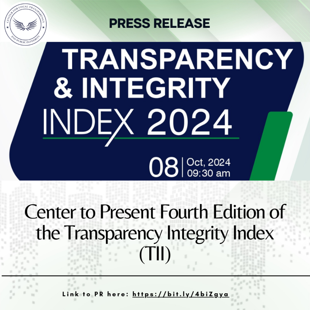 Press Release: Center to Present Fourth Edition of the Transparency Integrity Index (TII)